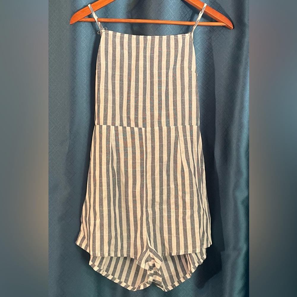 Striped linen Romper
